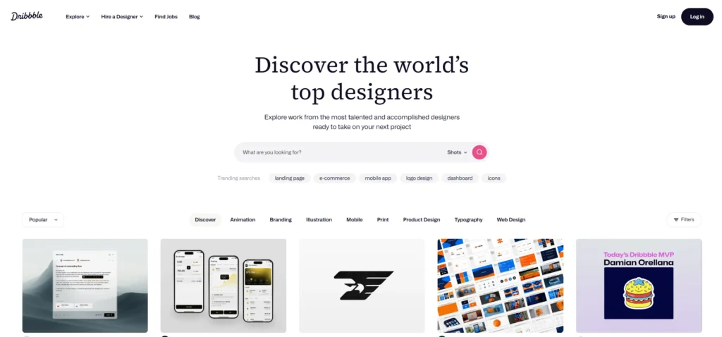 Dribbble Another site like pinterest
