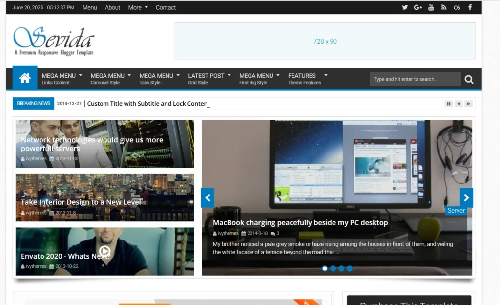 Sevina Blogger Template