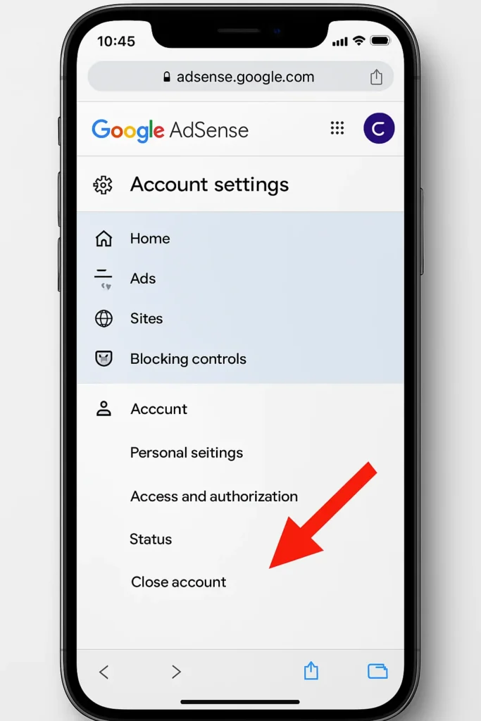 Steps to Delete Your AdSense Account on Mobile Browser