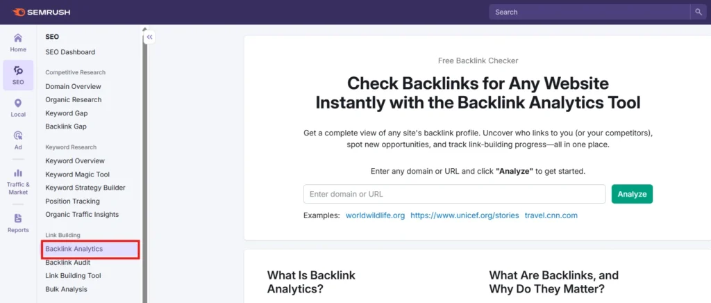 Backlink Analytics & Link Building Tool