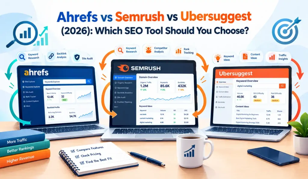 Ahrefs vs Semrush vs Ubersuggest (2026) Which SEO Tool Should You Choose