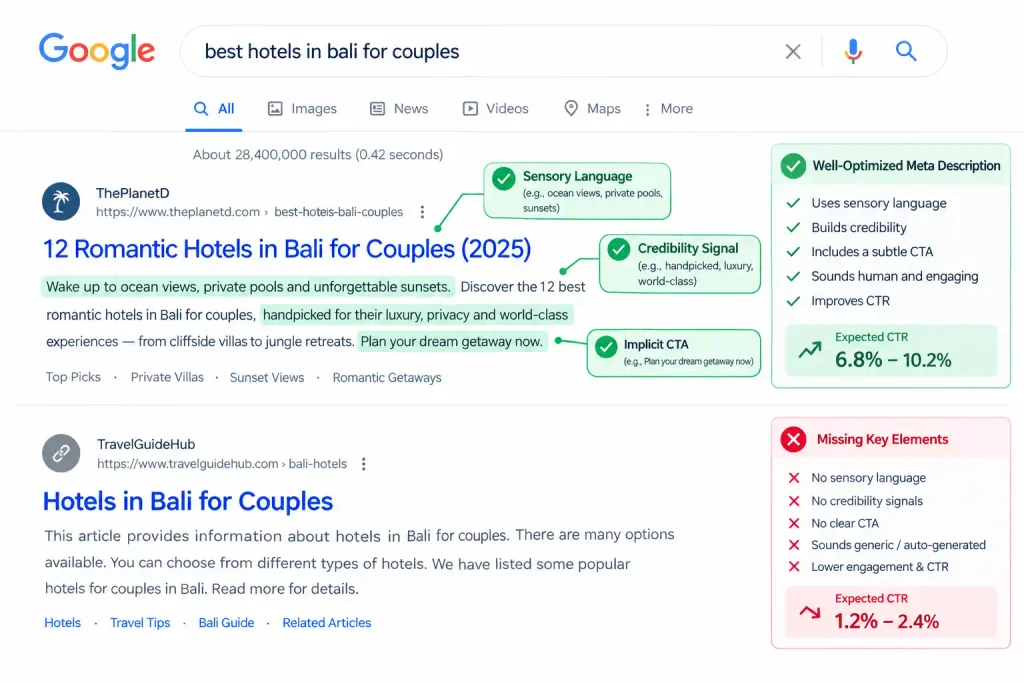 Meta Description SEO Copywriting Example