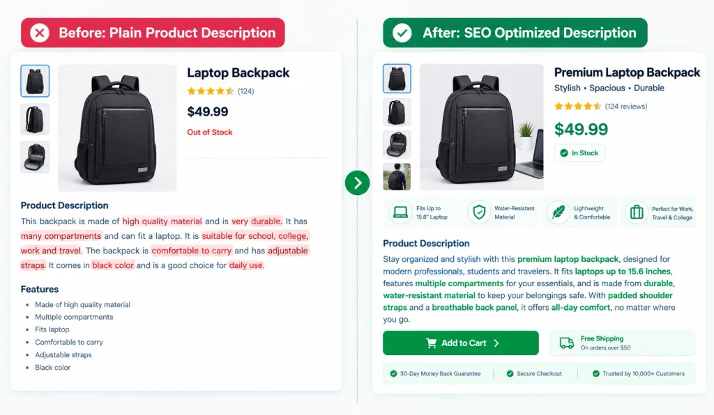 Product Description SEO Copywriting Example